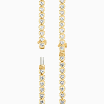 Heart Shaped Diamond Bezel Tennis Bracelet
