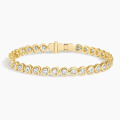 Heart Shaped Diamond Bezel Tennis Bracelet