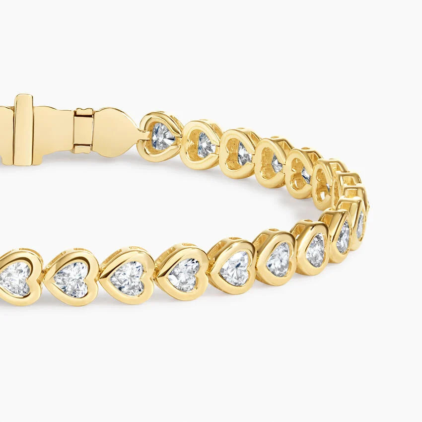 Heart Shaped Diamond Bezel Tennis Bracelet