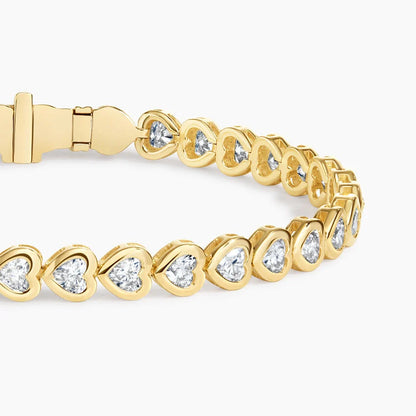Heart Shaped Diamond Bezel Tennis Bracelet