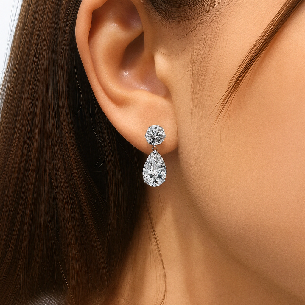 Pear Diamond Drop Earrings