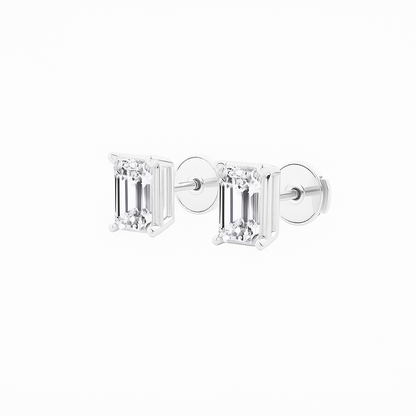 Emerald Cut Diamond Stud Earrings