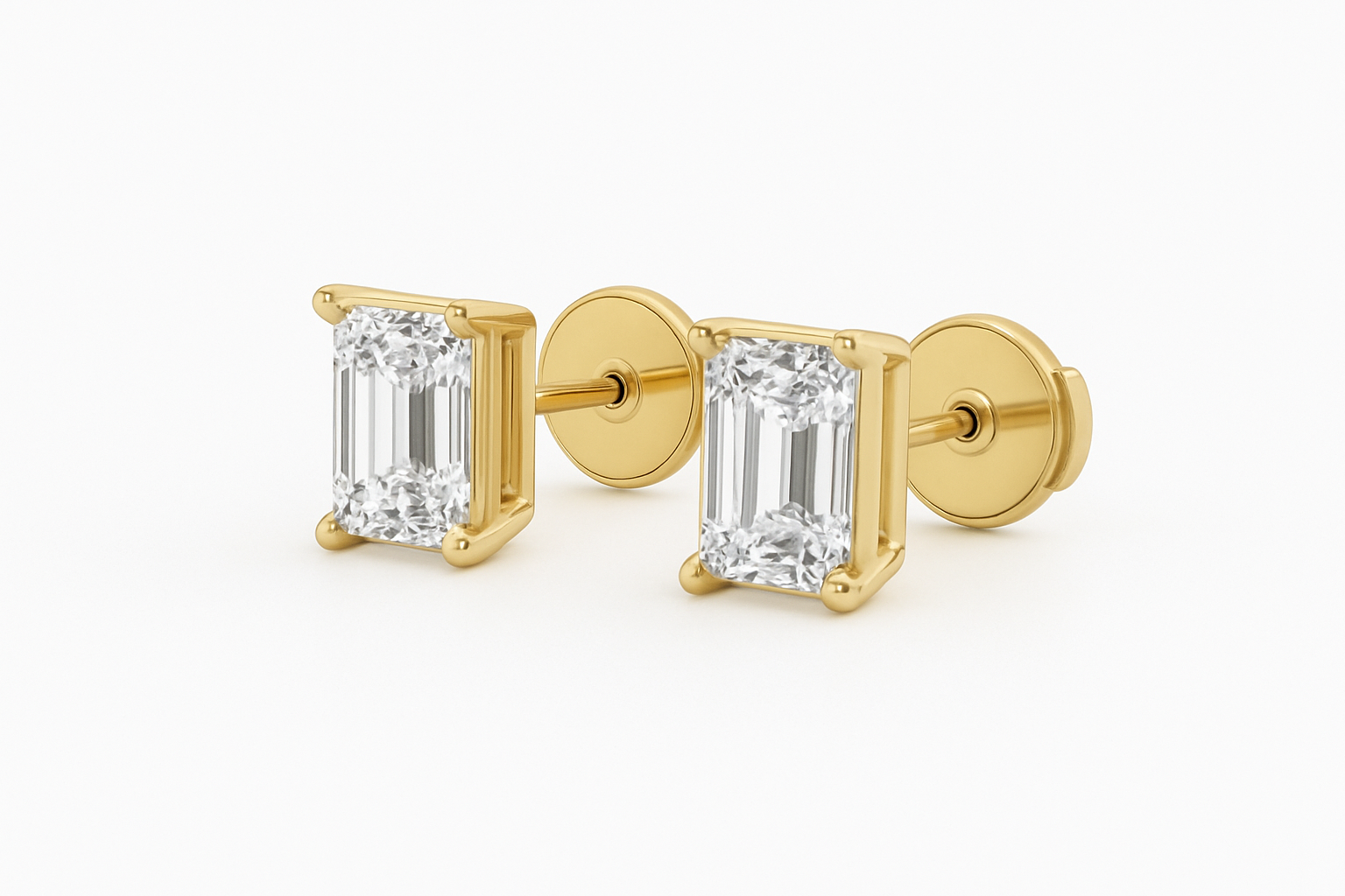 Emerald Cut Diamond Stud Earrings