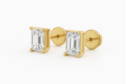 Emerald Cut Diamond Stud Earrings