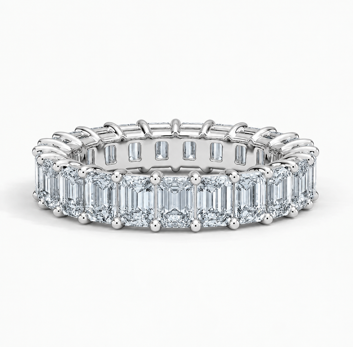Каблучка з діамантами Eternity Light Grey Emerald Cut