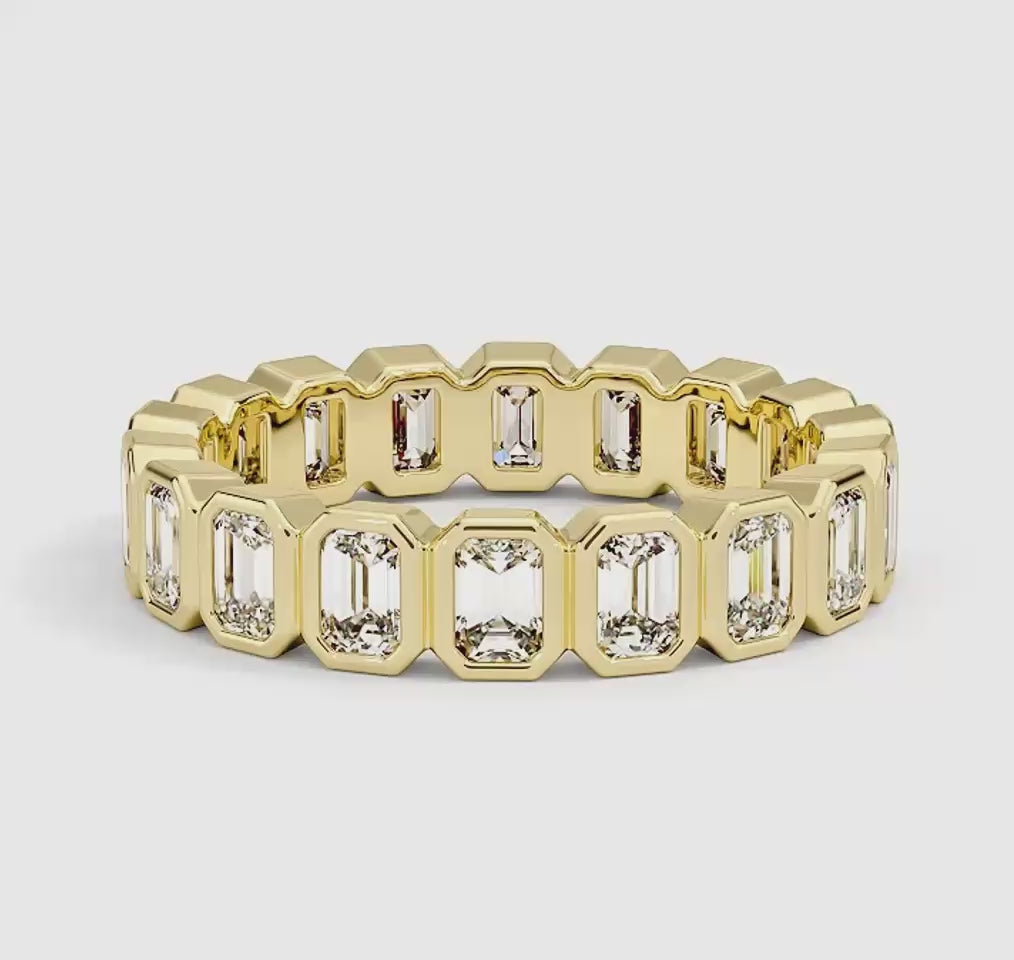Bezel Emerald Cut Eternity Diamond Ring