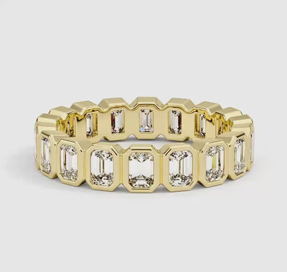Bezel Emerald Cut Eternity Diamond Ring