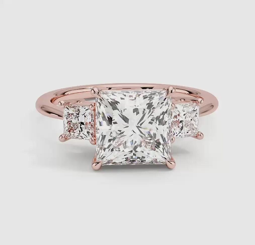 Princess Cut Three Stone Diamond Ring