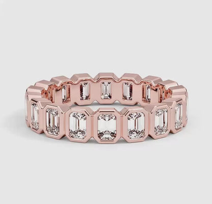 Bezel Emerald Cut Eternity Diamond Ring