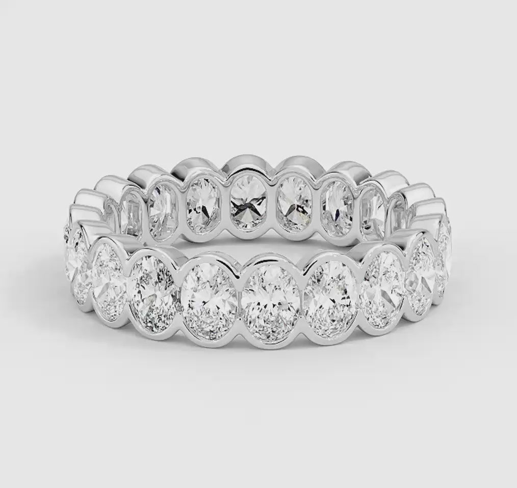 Oval Eternity Diamond Semi-Bezel Ring