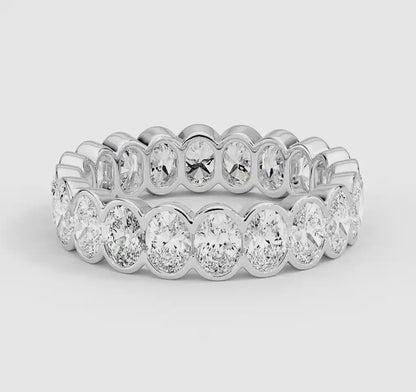 Oval Eternity Diamond Semi-Bezel Ring