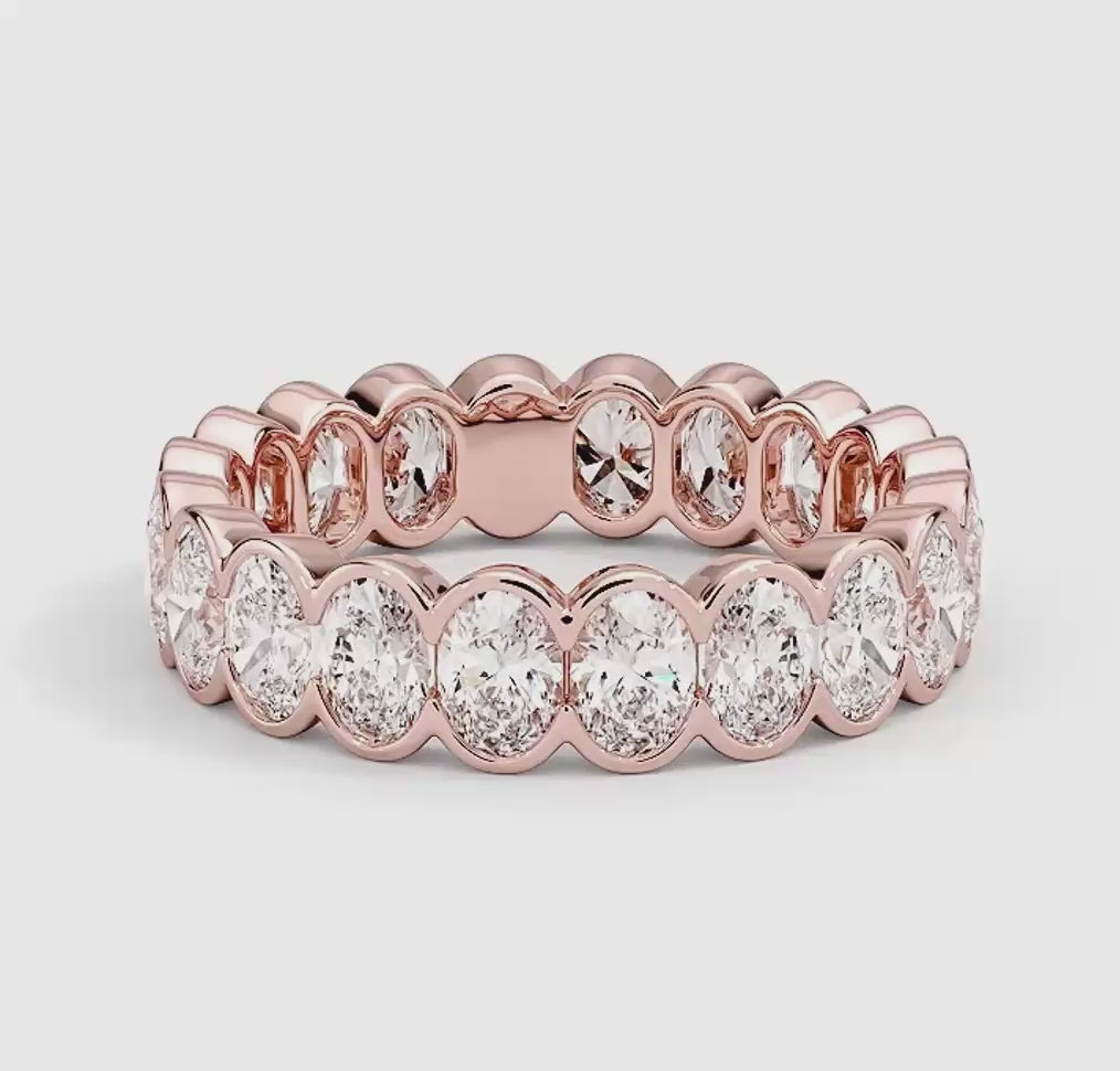 Oval Eternity Diamond Semi-Bezel Ring