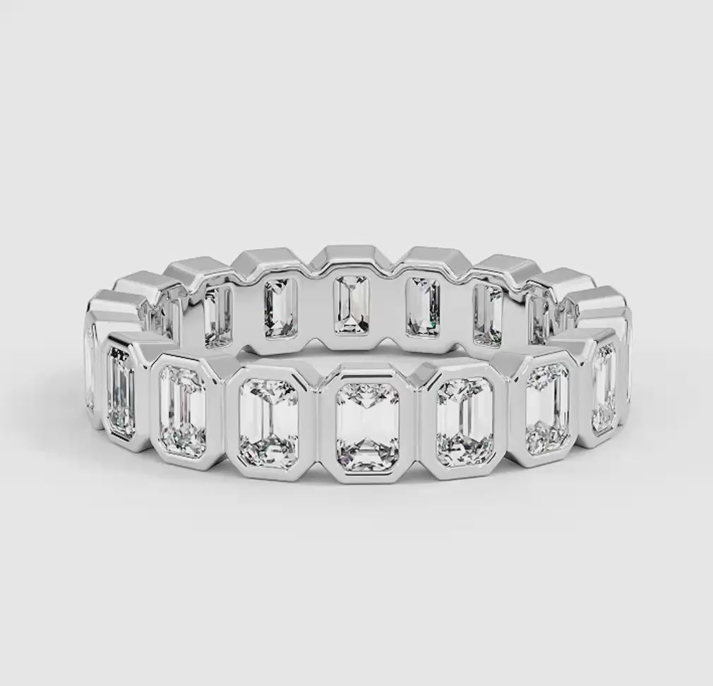 Bezel Emerald Cut Eternity Diamond Ring